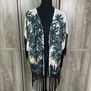 Lira tropical open front kimono/swim cover women's L